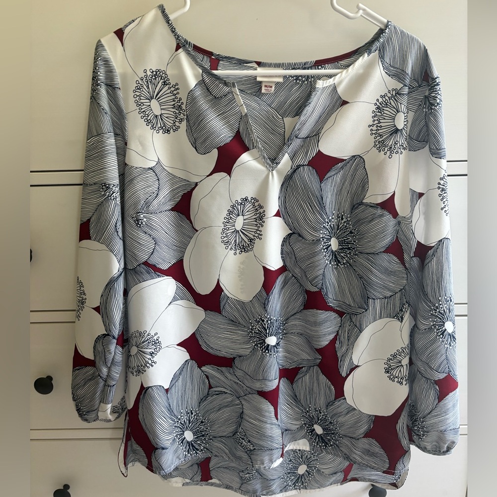 Merona Blouse Medium 3/4 Sleeve
